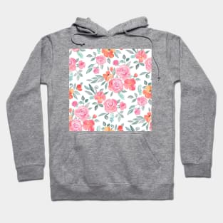 Amelia Floral in Pink and Peach Watercolor Hoodie